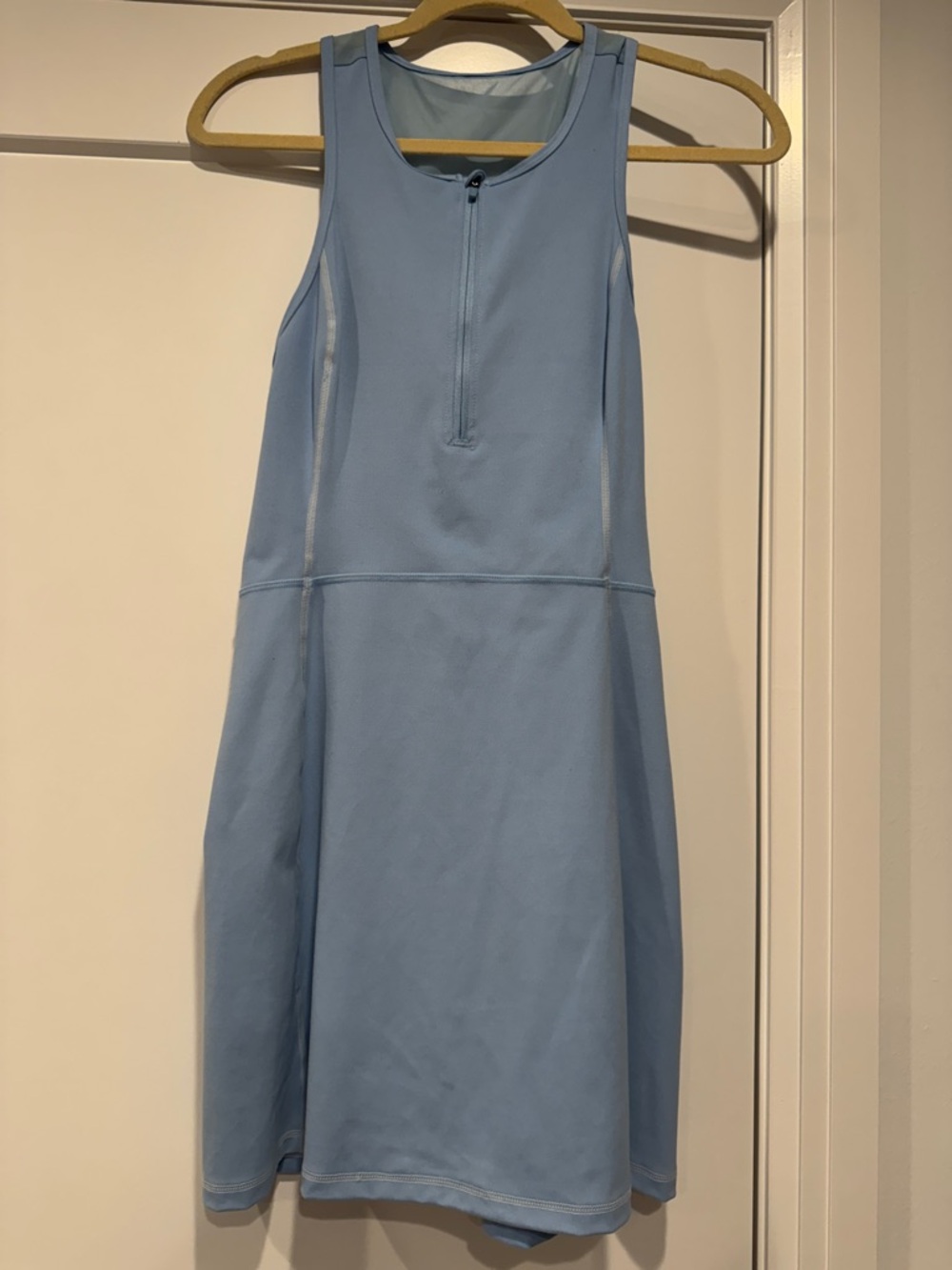 J. Crew Light Blue Sleeveless Tennis-Inspired Mini Dress with Front Zip